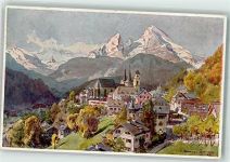 W8240 Berchtesgaden Kirche Berge Compton, E. H. Künstlerkarte