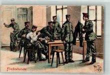 Karikatur Militär WK I Flickstunde Thiele, Arthur Gebrauchsspuren