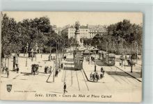 69000 Lyon Foto AK Straßenbahn Denkmal Place Carnot