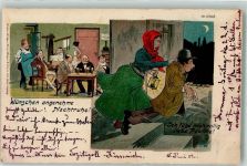 Nr. 6468 Ehe Ehefrau bringt den Trinker nach Hause Lithographie Bürger Bruno Gebrauchsspuren