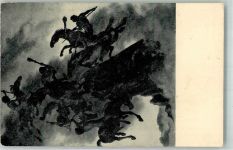 Nr. 130 Albert Welti : Die Nebelreiter Kunstwart Postkarte Künstlerkarte