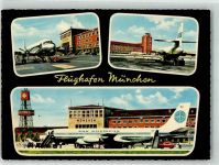 W8000 Riem Flugzeuge PAN AM SAS Omnibus Autos VW Bus Flughafen Foto AK