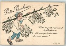 Kind Mistelzweige Glücksbringer Poesie 1919