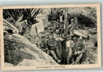 Landser vor ihrem Bombensicheren Unterstand Feldpost Bayer. 6. Res.-Div. Schützengraben WK I 1916