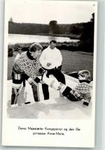 Königspaar mit Prinzessin Anne Marie Adel Dänemark Foto AK