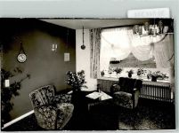 57610 W5230 Leuzbach , Westerwald Gebrauchsspuren Hotel Petershof Fenster Pflanzen Sessel Tisch Wanduhr Ort handschriftlich Foto keine AK