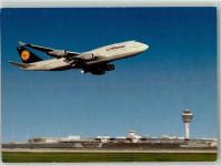 W8000 München Landung Lufthansa Boeing 747-400 Flughafen Foto AK