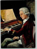 Am Klavier komponieren Mozart, W. A. Künstlerkarte