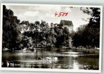 89257 W7918 Illertissen Foto AK Weiher Schwäne Schloss