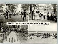 15526 O1241 Bad Saarow Foto AK Schwimmbad Scharmützelsee Kiosk Kegelbahn