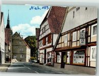 33039 W3493 Nieheim Foto AK Marktstrasse Geschäft Werbeschild WMF