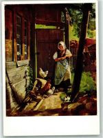 Idylle aus Bernau , Landwirtschaft Hühner füttern Thoma, H.
