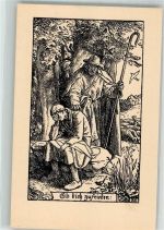 Spruch sign. Schäfer Rudolf Reihe 4 Nr.103 Der Tröster Hirte Künstlerkarte