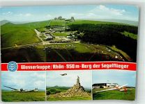 W6412 Gersfeld Rhön Denkmal Wasserkuppe Scan verzogen Segelflug Foto AK
