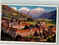 W8107 Ettal Vogelschau des Benediktiner-Klosters Magenbitter Ettaler Alkoholwerbung Werbe AK