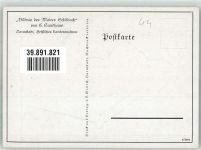 Bildnis des Malers Schilbach als Wanderer mir Rucksack Trinkflasche Strohhut von Sandhaas Kunstgeschichte Darmstadt Gebrauchsspuren