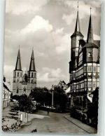 37115 W3408 Duderstadt , Niedersachs 1960 Foto AK Marktstrasse Kirche