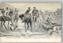 Teano sign. Ademollo Treffen von Garibaldi und König Viktor Emanuel II Adel Italien Künstlerkarte
