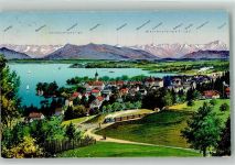 82327 W8132 Tutzing 1925 Künstlerkarte Der Ort am Starnberger See mit St. Peter und Paul Kirche und Alpenpanorama Verlag Zieher, Ottmar