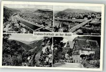 56841 W5580 Traben-Trarbach 1957 Foto AK Moselbrücke Bad Wildstein Fachwerkhäuser