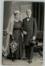 94419 W8386 Fellbach , Niederbay 1919 Foto AK Brautpaar Ort handschriftlich