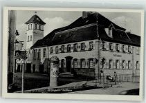 79312 W7835 Teningen Foto AK Rathaus Litfaßsäule