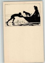 Tierschutzverein Berlin EI. Nr. 9 Ruderboot Hund Kinder Krause-Carus, A. Künstlerkarte