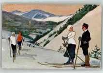 Skiwandern Kunstverlag Rehn u. Linzen Wintersport Künstlerkarte