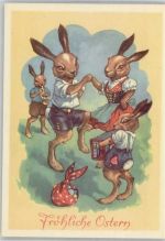 Ostern Hasen Quetschkommode Trompete Tracht Tier, vermenschlicht