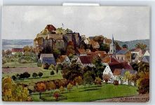 91235 W8564 Hartenstein , Mittelfr - Kirchdorf und Burg, Sign. C. Schmidt