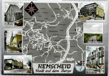 42853 W5630 Remscheid - Karte, Bergisches Haus, Stadtkirche, Stadttheater, Rathaus; amtsgericht, Heimatmuseum