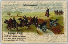 Batterieexerzieren Artillerie WK I Künstlerkarte