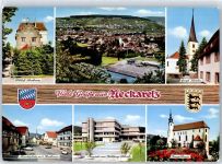 74821 W6950 Neckarelz - schloss Neuburg, Gesamtansicht, Ev. Kirche, Marktplatz, Rathaus, Tempelhaus