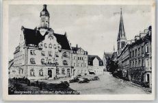 09326 O9292 Geringswalde Gebrauchsspuren Marktplatz, Rathaus, Kirche