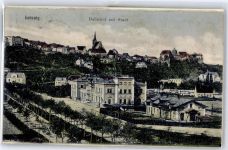 04703 O7320 Leisnig - Leporello, Bahnhof mit Stadt, Universalkarte