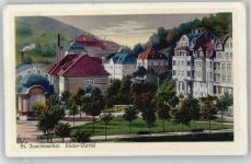Jáchymov Sankt Joachimsthal Lithographie / Künstlerkarte Bäder Viertel