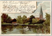 23701 W2420 Eutin 1900 Lithographie signiert Kirche