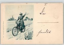 Frau Fahrrad 1898 Künstlerkarte