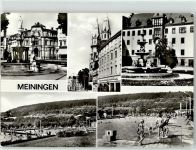 98617 O6100 Meiningen 1977 - Schwimmbad Postamt Kirche