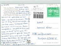 98617 O6100 Meiningen 1977 - Schwimmbad Postamt Kirche