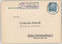 27612 W2854 Lanhausen - Landpoststempel Bestellkarte Cirkulin-Fabrik Hermann Lampert