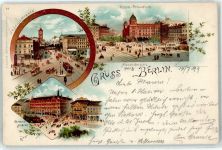 10115 W1000 Berlin, unsortiert 1899 Lithographie Königsstraße Polizei-Präsidium Alexanderplatz Grand Hotel