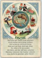 sign. Müller Fische Humor Sternzeichen Künstlerkarte