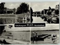 19395 O2864 Plau - Kinderheim Berliner Bär Elde Seelust Bootssteg Ruderbootpartie