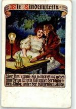 sign. Wilke, Alex Volksliederkarte Nr. 31 Die Lindenwirtin Wein 1911 Künstlerkarte