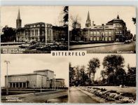 06749 O4400 Bitterfeld - Kath. Kirche HO Kaufhaus Rathenaustraße Kulturpalast Wilhelm Pieck Stadtpark