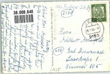 21635 W2155 Jork , Niederelbe 1963 Foto AK Straße VW Käfer Fachwerk