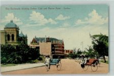 Durban - Bay Esplanade showing Durban Club and Marine Hotel Rikscha