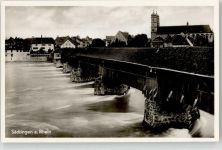 79713 W7880 Bad Säckingen - Holzbrücke Kirche Rhein