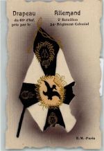 Deutsche Fahne 2. Bataillon 24. Regiment Colonial Krone Kranz Vogel schwarz-weiß Fahne